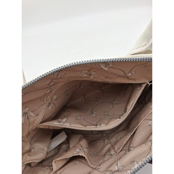 Betsey Johnson White w/ Butterfly Scarf Handbag Purse Handles & Strap Zipper - Picture 8 of 15